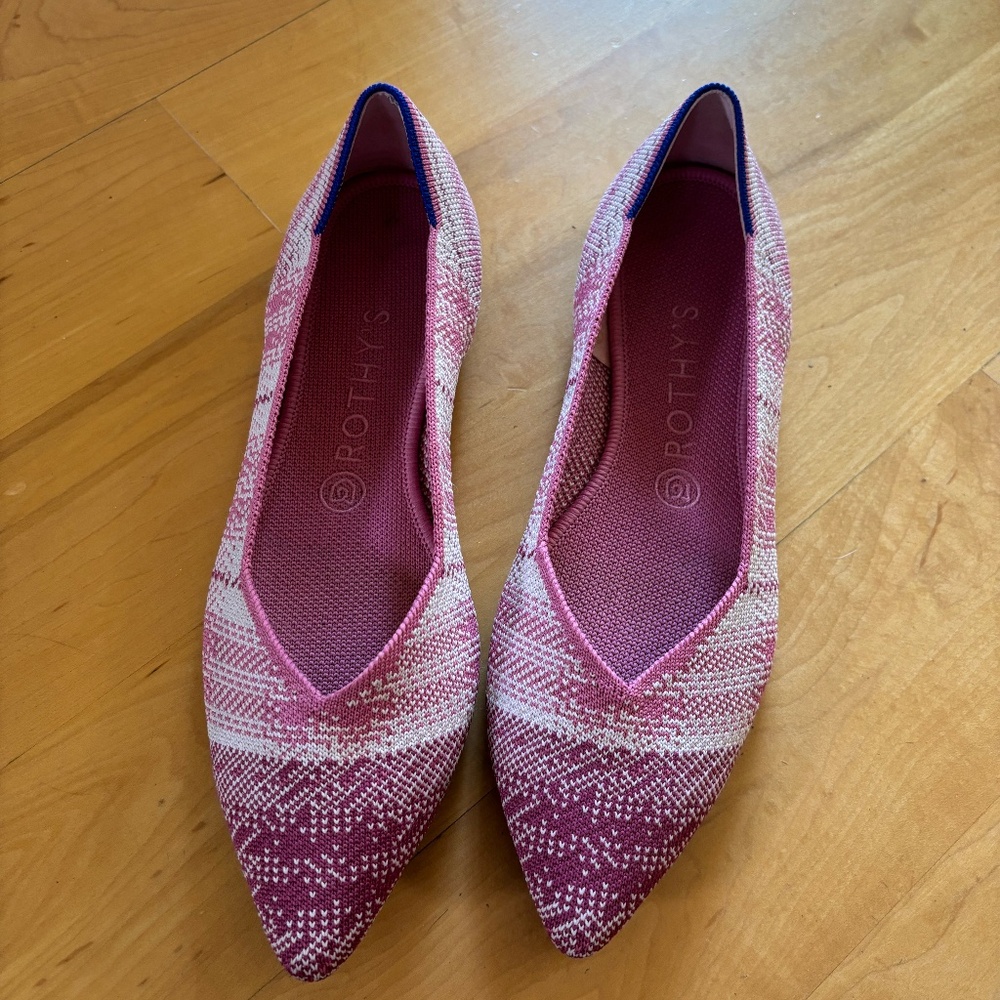 Rothy's  The Point in Pink and White Plaid